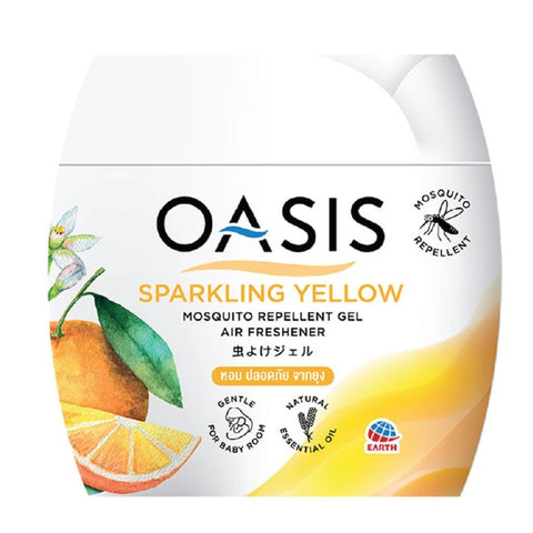 Earth Oasis Natural Mosquito Repellent Gel Air Freshener – Sparkling Yellow (Citrus), 180g | Long-Lasting Room Freshener for Home, Bathroom, Office, Baby Room and Car | Non-Spray, Natural Essential Oils